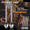 Hoolerry 4 Pieces Camping Spoon Long Handle Titanium Spoon Lightweight Ultralight Portable Flatware Soup Utensil for Outdoor Camping Backpacking Hiking Travel Picnic(Silver) view 2