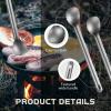 Hoolerry 4 Pieces Camping Spoon Long Handle Titanium Spoon Lightweight Ultralight Portable Flatware Soup Utensil for Outdoor Camping Backpacking Hiking Travel Picnic(Silver) view 3