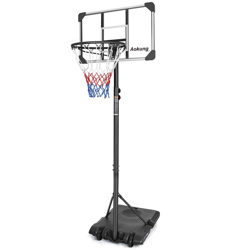 AOKUNG Teenagers Height Adjustable 5.6-7 'Basket 28" Backboard Portable Basket System for Indoor and Outdoor use