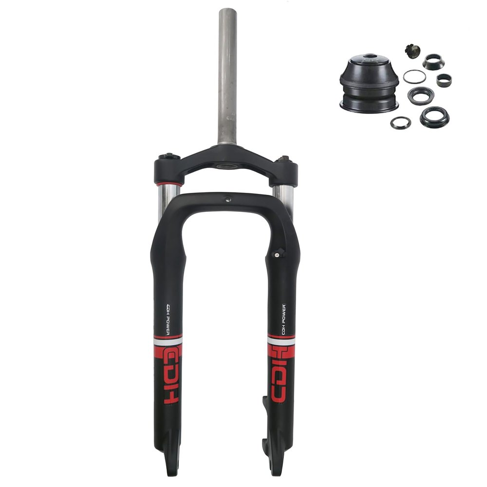 CDHPOWER Bike 26" x 4.0" Fat Suspension Fork w/ 1-1/8" Headset Combo, 28.6mm Single Shoulder Straight Tube Disc Brake Bicycle Front 4.0 Fat Tire Fork