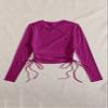 AIEBO Women's Shirts Women's Tops Shirts for Women Drawstring Ruched Solid Tee (Color : Red Violet, Size : X-Large) view 2