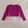 AIEBO Women's Shirts Women's Tops Shirts for Women Drawstring Ruched Solid Tee (Color : Red Violet, Size : X-Large) view 3