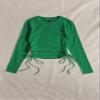 AIEBO Women's Shirts Women's Tops Shirts for Women Drawstring Ruched Solid Tee (Color : Green, Size : X-Large) view 3