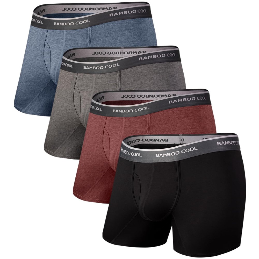 BAMBOO COOL Men's Underwear Soft Breathable Stretch Classic Boxer Briefs with Fly,Multipack