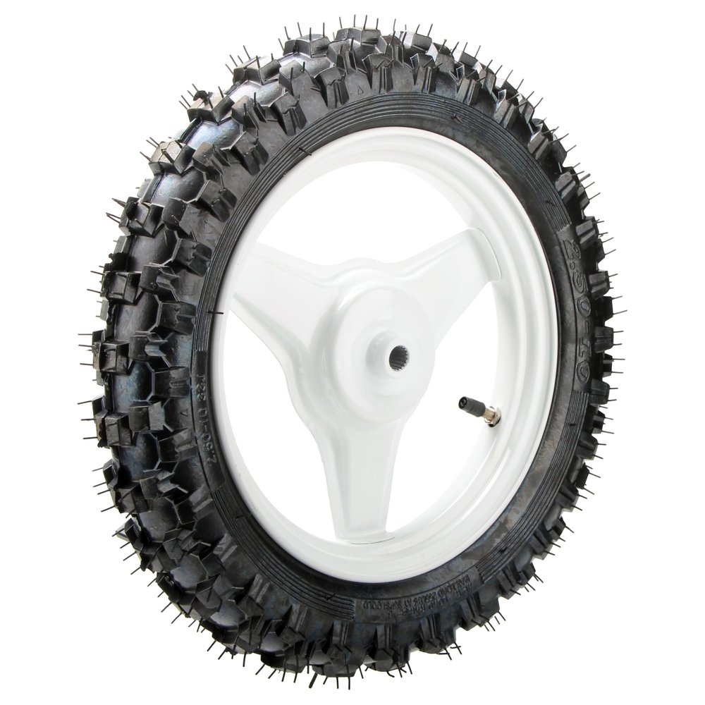 SUNQIAO 1.40-10 Rear Wheels 2.50-10 Tyres Assembly for PW50 PY50 PEEWEE 50CC Y Zinger Kid Bikes (White)