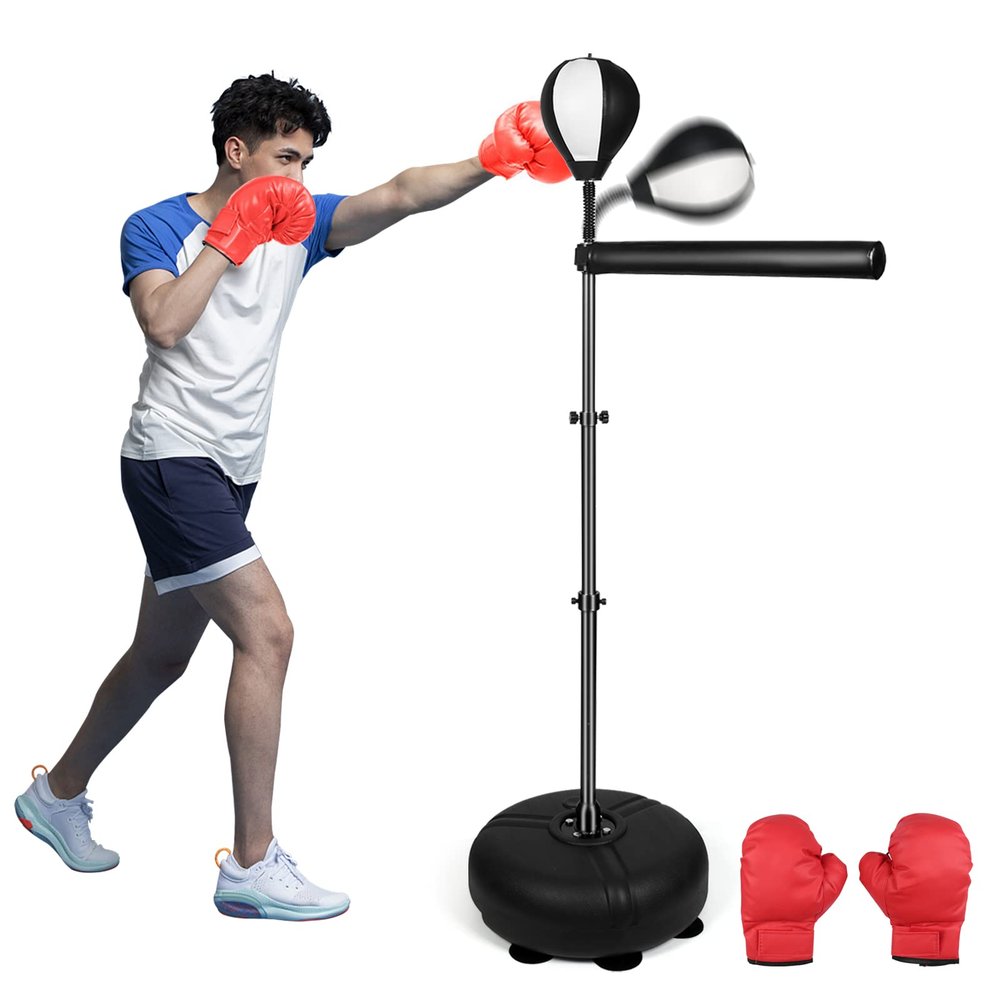 Black and White Teen 6-16 Boxing Refle Bag Speed Trainer Punching Bag Spinning Bar with Reflex Bar Free Standing