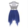 ranrann Women Silver Metallic Lyrical Dress Irregular Chiffon Hem Contemporary Ballroom Dance Costume Praise Dance Tunic #01Blue X-Large view 4
