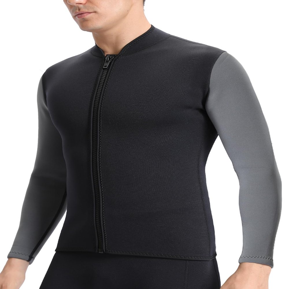 TBLUITE Women Wetsuit Top Swim Jacket Mens Youth Wet Suit Shirt 2mm Neoprene Thermal Swimsuit Front Zip Long Sleeve Cold Water Keep Warm Snorkeling Diving Surfing