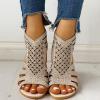 Wedge Sandals for Women Dressy Summer,Women Open Toe Sandal Hollow Out Gladiator Sandals High Top Ankle Zipper Low Heels Sandals Dressy Wedding Party Shoes Platform Sandals view 4