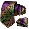Barry.Wang Boy's Slef Necktie Kids Tie Regular Silk Woven Stripe Flower Solid School Uniforms Pocket Square Wedding Party view 1