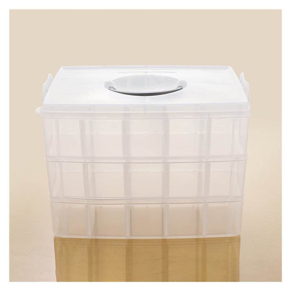 DYPASA Tackle Box Detachable Three-Layer Portable Transparent Plastic Jewelry Cosmetic Storage Box Fishing Gear Storage Box 30-Compartment Bait Box