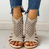Wedge Sandals for Women Dressy Summer,Women Open Toe Sandal Hollow Out Gladiator Sandals High Top Ankle Zipper Low Heels Sandals Dressy Wedding Party Shoes Platform Sandals view 4