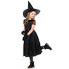 AGQT Witch Costumes Black for Toddler Girls Fancy Party Dress Up 4Pcs Halloween Carnival Dionysia Mardi Gras Dress Size 9-11 Years view 4