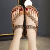 Gladiator Sandals for Women,Women's Comfortable Walking Sandals with Arch Support Elastic Ankle Strap Flats Sandals Outdoor Athletic Hiking Sandals Casual Summer Slip on Bohemian Beaded Dress Shoes view 4
