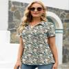 AKEWEI Womens Cotton Polo Shirts Short Sleeve Plus Size Collared Tunic Tops Business Casual Blouses Black Yellow Floral 3XL view 3