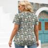 AKEWEI Womens Cotton Polo Shirts Short Sleeve Plus Size Collared Tunic Tops Business Casual Blouses Black Yellow Floral 3XL view 4