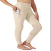 Willit Girls Horse Riding Pants Tights Kids Equestrian Breeches Knee-Patch Youth Schooling Tights Zipper Pockets Light Khaki L view 1