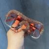 mincl Luxury Oversized Y2k Sunglasses Women Metal Rimless Vintage Silver Sun Glasses Big Rhinestone Sunglasses Female Shades (2pcs-pink&silver) view 3