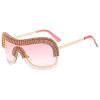 mincl Luxury Oversized Y2k Sunglasses Women Metal Rimless Vintage Silver Sun Glasses Big Rhinestone Sunglasses Female Shades (2pcs-pink&silver) view 4