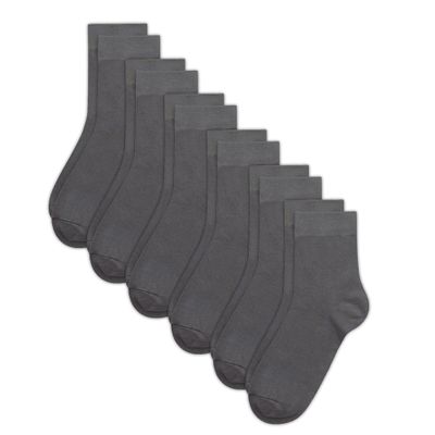 SIPCOLOR Combed Cotton Kids Crew Socks Athletic Quarter Cozy Socks for 6-14 Years Boys Girls 6 Pairs (11-15 Years, Dark grey)