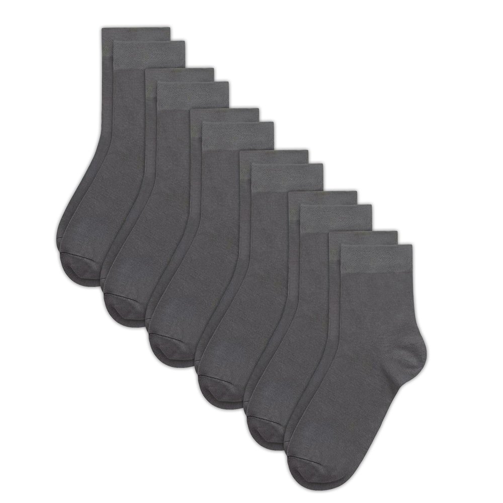SIPCOLOR Combed Cotton Kids Crew Socks Athletic Quarter Cozy Socks for 6-14 Years Boys Girls 6 Pairs (11-15 Years, Dark grey)