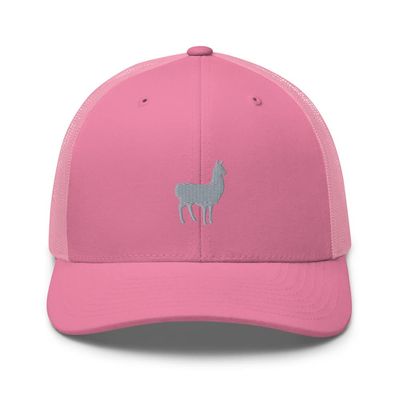 Alpaca Trucker hat, Embroidered hat, Alpaca Gifts, Farm Animals hat, Birthday Pink