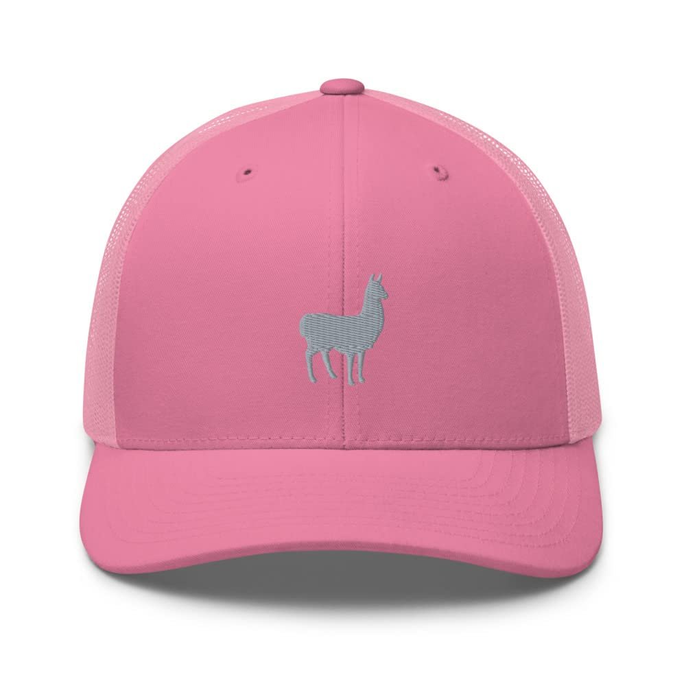 Alpaca Trucker hat, Embroidered hat, Alpaca Gifts, Farm Animals hat, Birthday Pink