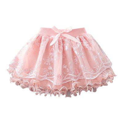 Girls Summer Half Skirt Embroidered Pattern Bow Multi Layer Pommel Skirt Casual Outing for 1 to 7 Years Toddler Outfits (Pink, 18-24 Months)