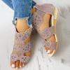 Gladiator Sandals for Women Arch Support,Bohemian Peep Toe Ankle Bootie Open Toe Slip On Hollow Back Zipper Shoes Comfortable Walking Wedge Sandals for Women Dressy Summer view 4