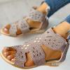Gladiator Sandals for Women Arch Support,Bohemian Peep Toe Ankle Bootie Open Toe Slip On Hollow Back Zipper Shoes Comfortable Walking Wedge Sandals for Women Dressy Summer view 3