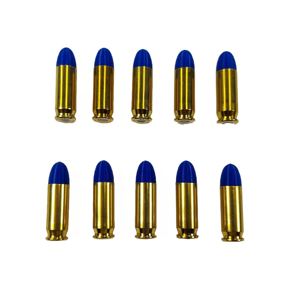 45 ACP AUTO Snap caps - Dummy Training Rounds - Set of 10 (Blue & Brass)
