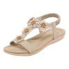 Sandals for Women Dressy Summer Flats,Bohemian Gladiator Sandals for Women,Fashion Casual Open Toe Flat Rhinestone Flowers Roman Sandals Retro Breathable Comfortable Walking Sandals view 2