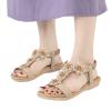 Sandals for Women Dressy Summer Flats,Bohemian Gladiator Sandals for Women,Fashion Casual Open Toe Flat Rhinestone Flowers Roman Sandals Retro Breathable Comfortable Walking Sandals view 3