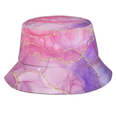 Cute Marble Pattern Bucket Hats Fashion Sun Cap Packable Outdoor Summer Fisherman Hat for Women and Men