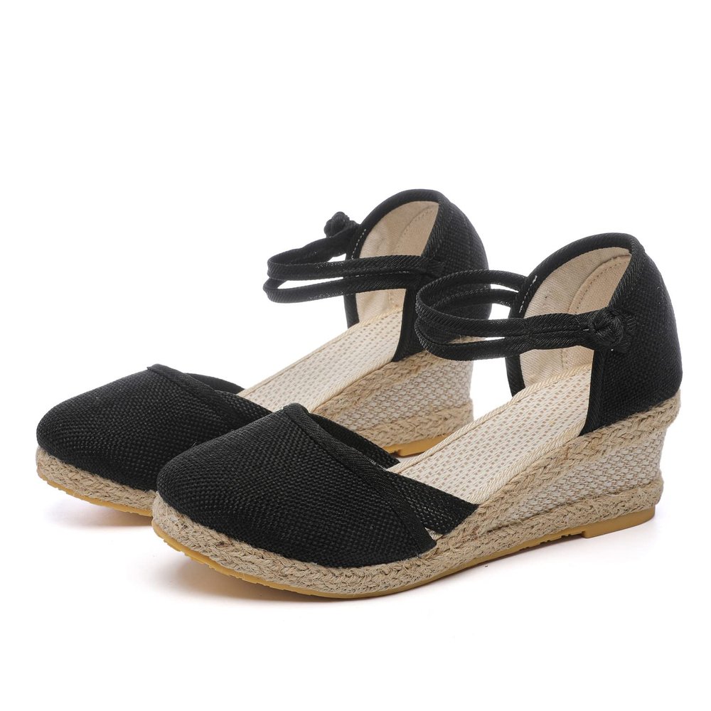 Wedge Sandals for Women,Womens Dressy Summer Wedge Sandals Espadrilles Closed Toe Slingback Bottom Strap Sandals Comfortable Casual Summer Platforms Breathable Travel Party Walking Shoes