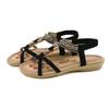 Sandals for Women Comfortable Flats Shoes with Elastic Ankle Strap Gladiator Bohemian Beaded Dress Shoe Outdoor Non Slip Beach Clip Toe Summer Sandal view 1