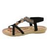 Sandals for Women Comfortable Flats Shoes with Elastic Ankle Strap Gladiator Bohemian Beaded Dress Shoe Outdoor Non Slip Beach Clip Toe Summer Sandal view 2