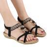 Sandals for Women Comfortable Flats Shoes with Elastic Ankle Strap Gladiator Bohemian Beaded Dress Shoe Outdoor Non Slip Beach Clip Toe Summer Sandal view 3