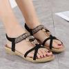 Sandals for Women Comfortable Flats Shoes with Elastic Ankle Strap Gladiator Bohemian Beaded Dress Shoe Outdoor Non Slip Beach Clip Toe Summer Sandal view 4