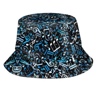 Cute Music Notes Bucket Hats Fashion Sun Cap Packable Outdoor Summer Fisherman Hat for Women and Men
