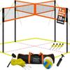 4-Way Volleyball and Badminton Net Combo Game Set - 20ft x20ft Adjustable Height Four Square Volleyball Game net for Backyard and Beach, Coming with Soft Volley Ball, Rubber Hammer with Carry Bag view 1