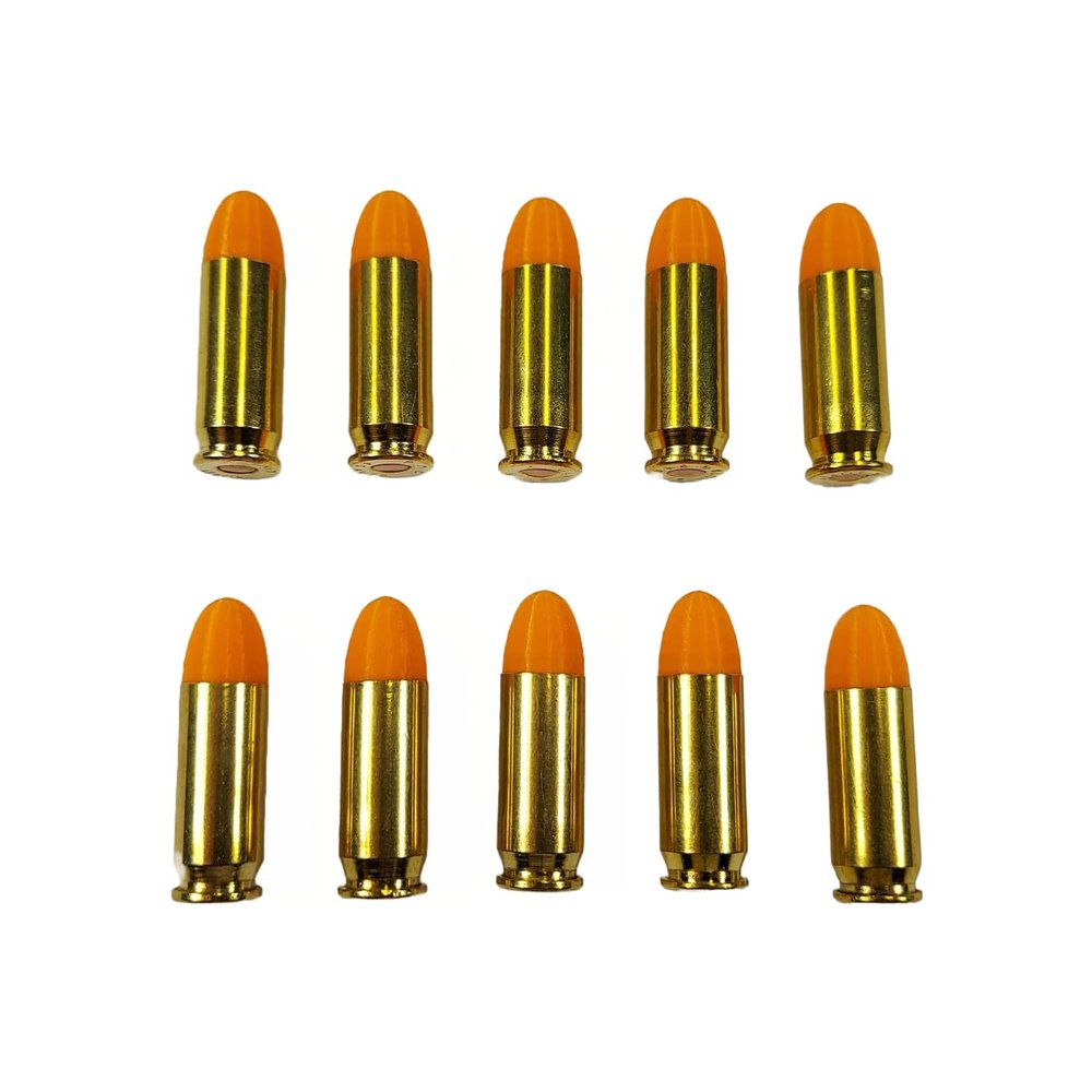 45 ACP AUTO Snap caps - Dummy Training Rounds - Set of 10 (Orange & Brass)