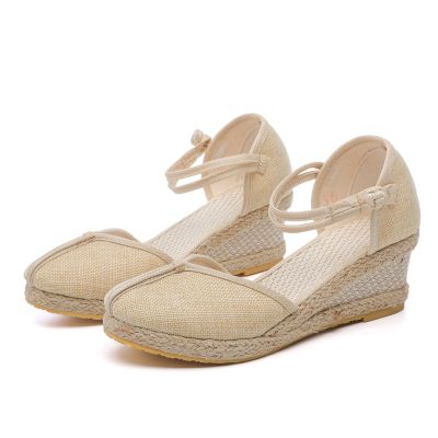 Sandals Women Wedges Platform,Wedge Sandals for Women Summer 2023 Women's Beach Casual Sandals Espadrilles Sandals Ankle Strap Buckle Closed Toe Wedge Sandal Flip Flops Sport Sandals