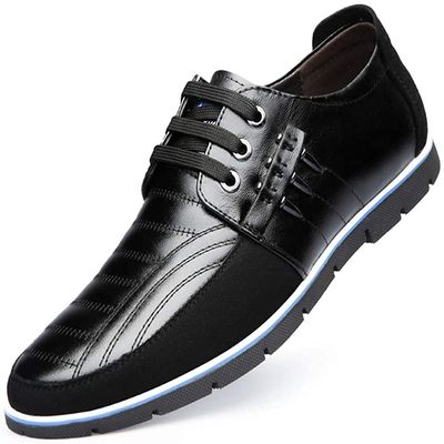 Men's Leather Shoes Loafers Casual Oxford Lace Up Business Classic Comfortable Driving Office Walking Moccasin British Fashion Black, 7.5 US