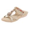 Sandals for Women Dressy Summer Flats,Open Toe Flat Sandal for Women Comfortable Dress Walking Slip-on Rhinestone Boho Rubber Sandals view 2