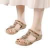 Sandals for Women Dressy Summer Flats,Open Toe Flat Sandal for Women Comfortable Dress Walking Slip-on Rhinestone Boho Rubber Sandals view 3