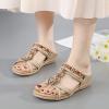 Sandals for Women Dressy Summer Flats,Open Toe Flat Sandal for Women Comfortable Dress Walking Slip-on Rhinestone Boho Rubber Sandals view 4