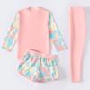 Daenrui Kids Girls 3-Piece Swimsuit Sunsuit Long Sleeve Rashguard Shirts+ Shorts+Pants Bathing Suit UV Swimwear Pink 10-12 Years view 3