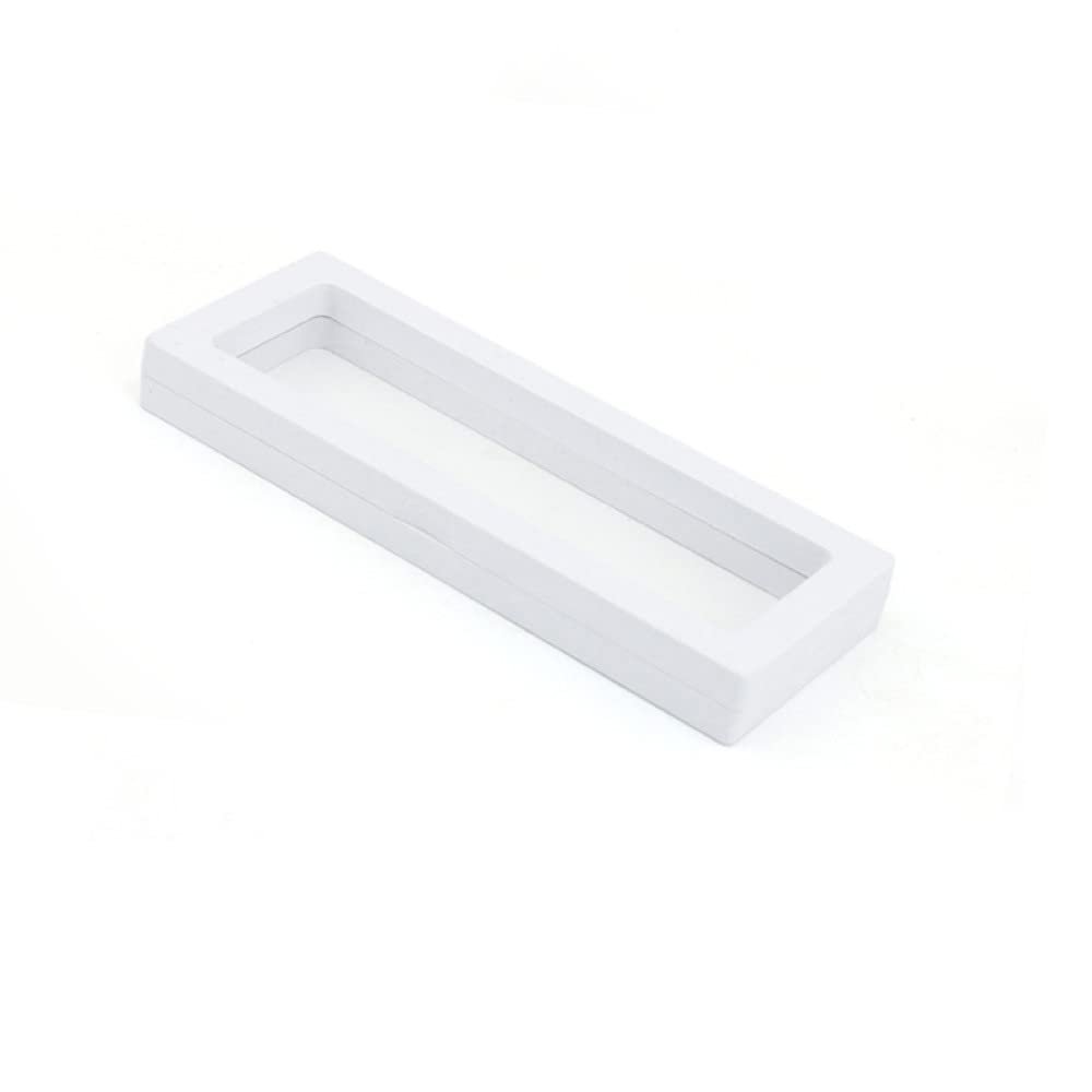 SAMEZA PE Film Jewelry Storage Box 3D Packaging Case Gemstone Free Stand Floating Frame Membrane Ring Earrings Necklace Display Holder,White 7x18cm