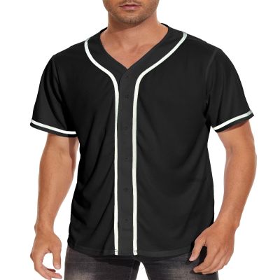DHSPKN Mens Baseball Jersey Button Down Blank Plain Short Sleeve Shirts Hipster Hip Hop Active Team Sports Uniforms Black XXXXL
